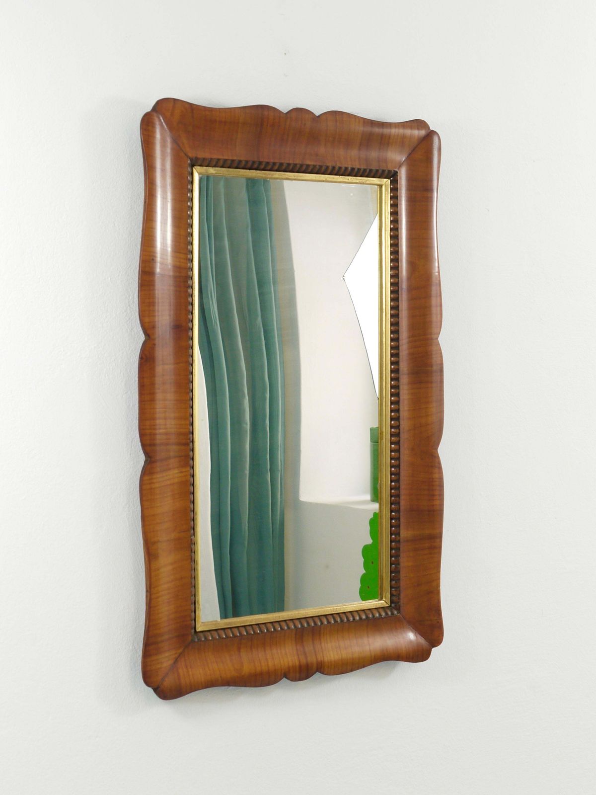 Square Biedermeier Carved Scalloped Cherry Gilt Wood Wall Mirror, Vienna, 1850s photo buy