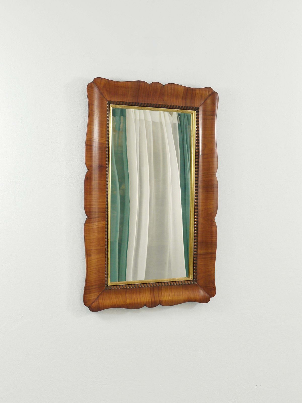 Home Decor Square Biedermeier Carved Scalloped Cherry Gilt Wood Wall Mirror, Vienna, 1850s photo