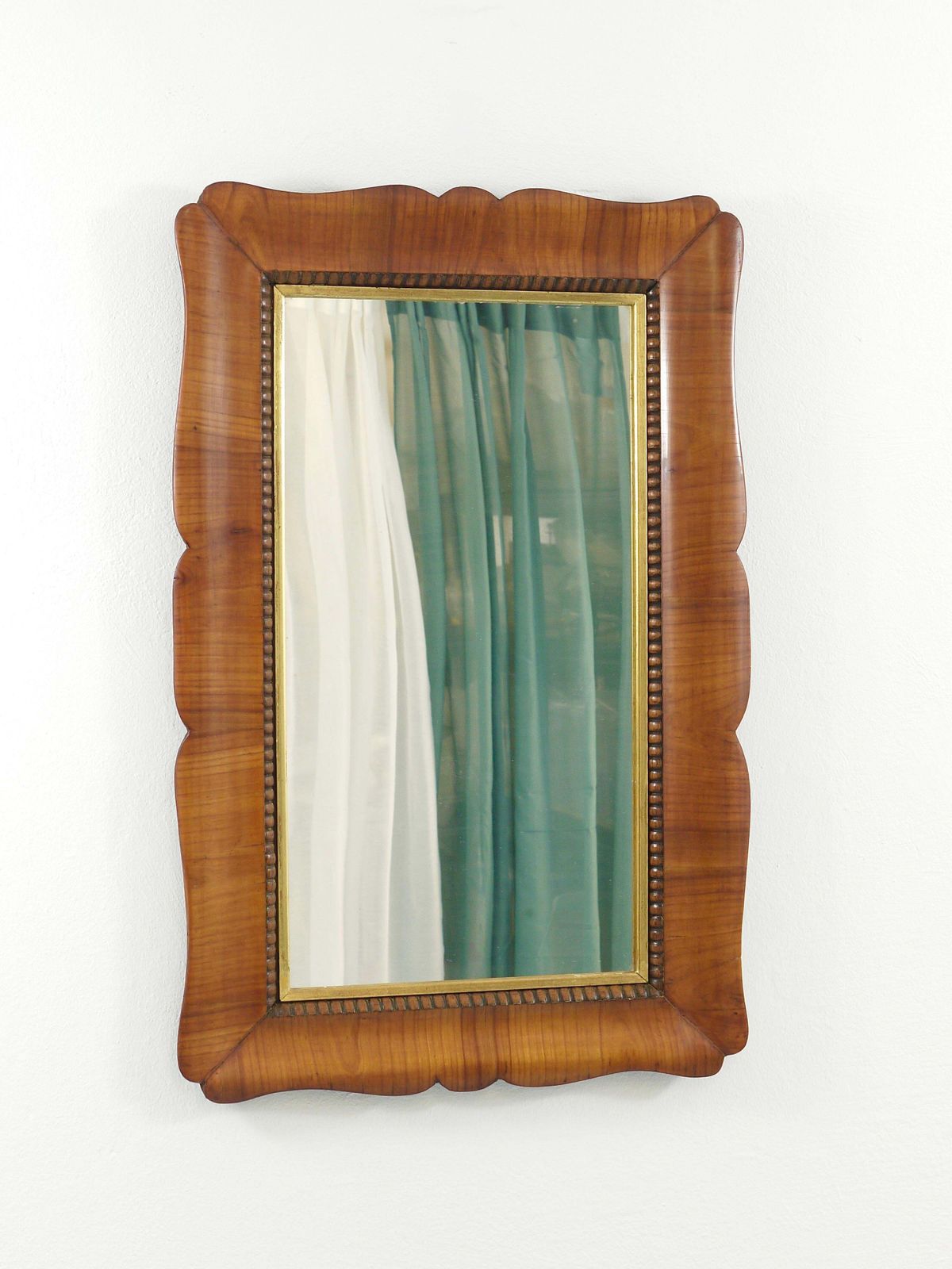 photo vinterior Square Biedermeier Carved Scalloped Cherry Gilt Wood Wall Mirror, Vienna, 1850s