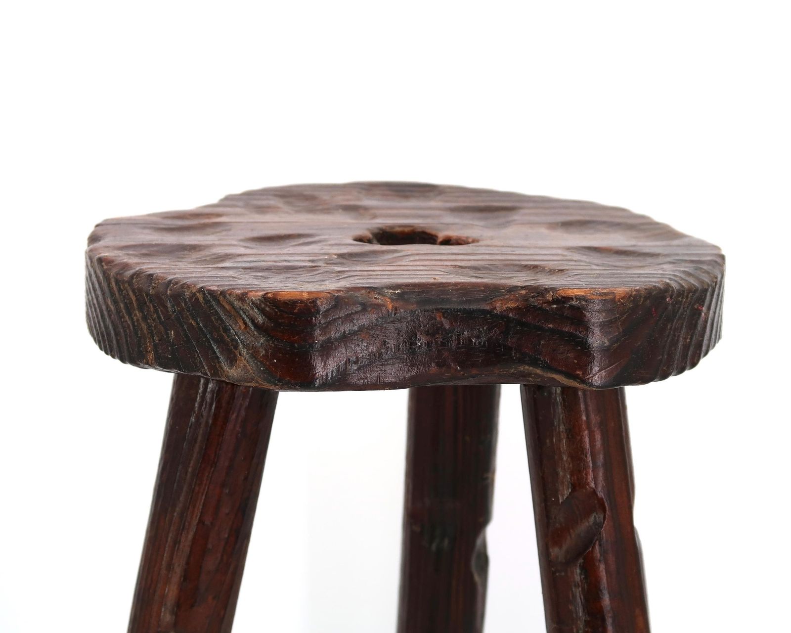 French Wooden Tripod Stool, 1950s / Wood, Home Decor, Plant Stand, Rustic Furniture, Cottage, France, Brut photo furniture