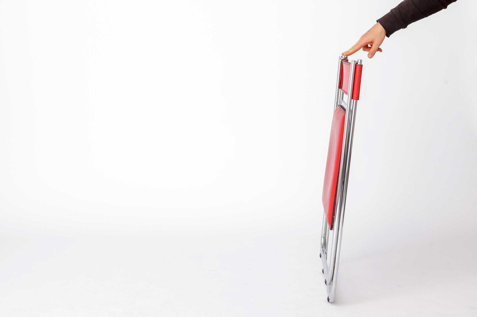 photo for sale Tamara Folding Chair By Arrben Italy 1970s | Chrome Frame & Red Leather | Vintage Italian Design