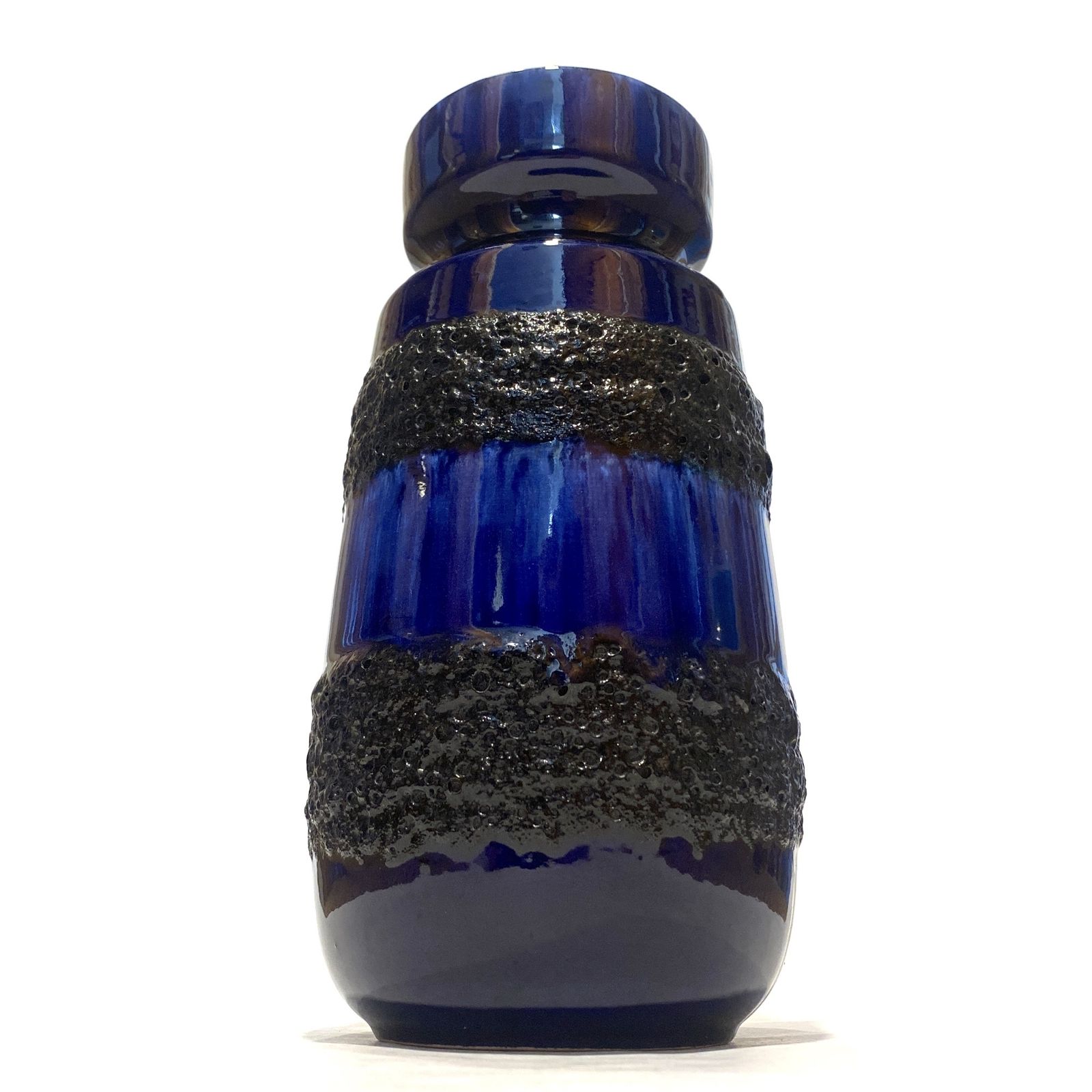 Scheurich Keramik 242 22 Vase In Blue & Black Fat Lava Glaze, 1970s West German Pottery photo Home Decor