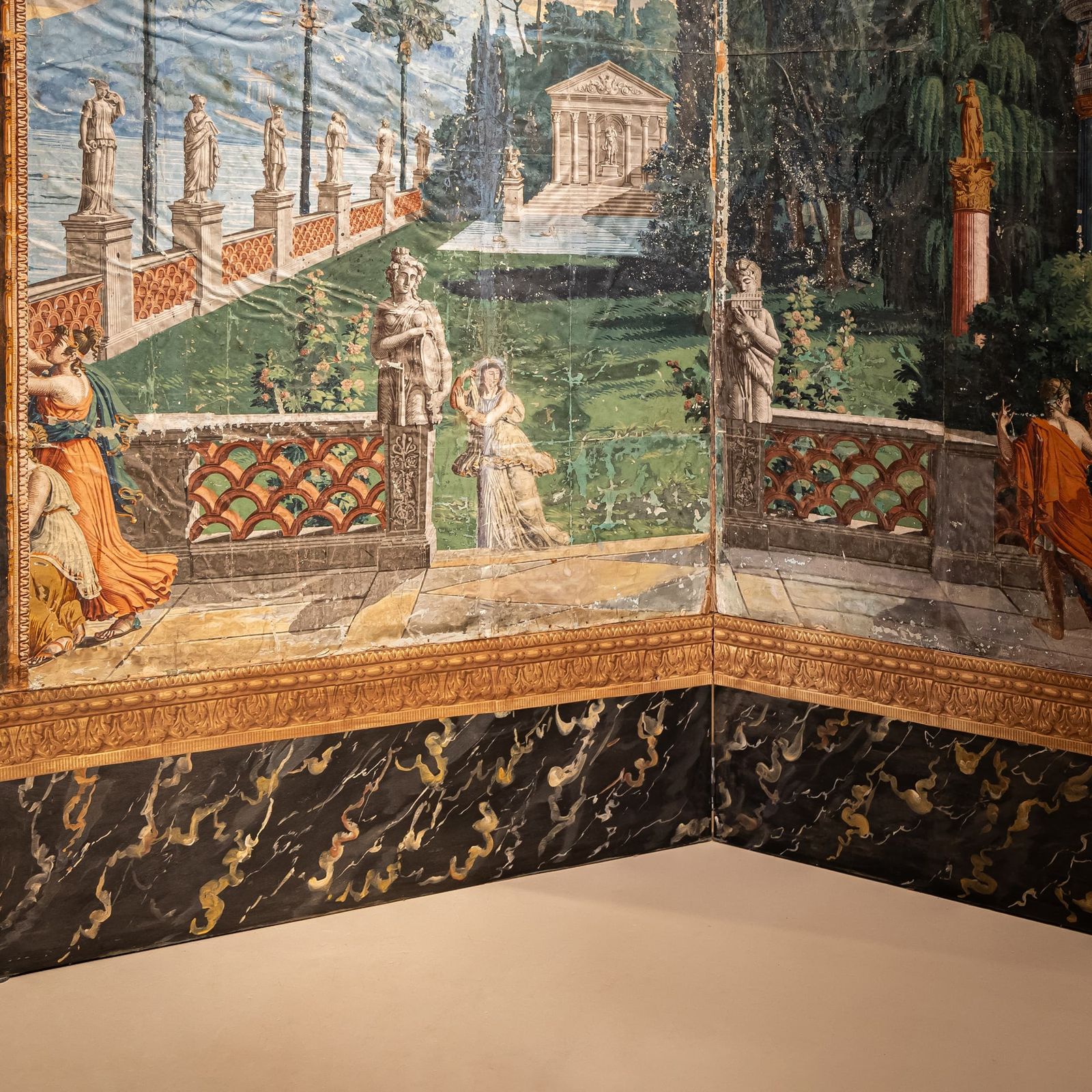 Two Panels Of A Panoramic Wallpaper By Joseph Dufour (1757–1824), Telemachus On The Island Of Calypso, France, 1818 photo Home Fixtures