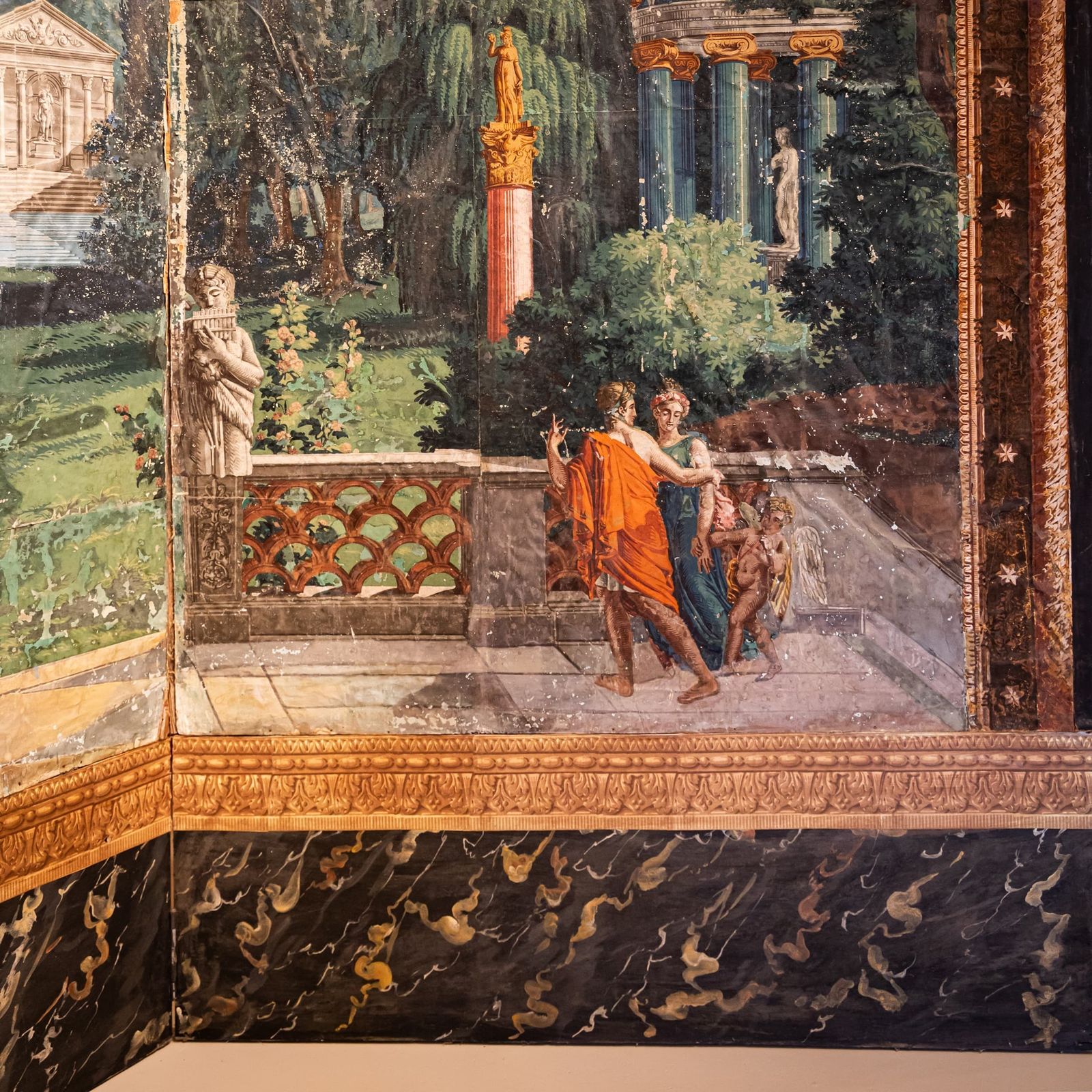 Two Panels Of A Panoramic Wallpaper By Joseph Dufour (1757–1824), Telemachus On The Island Of Calypso, France, 1818 photo vintage