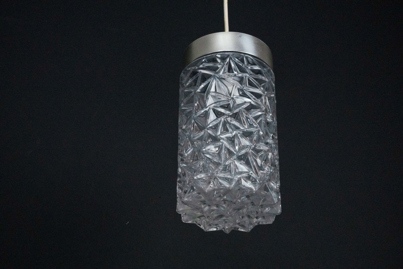 Pair Of Italian Pendant Lights In Glass And Polished Aluminum, 1970s photo Lighting