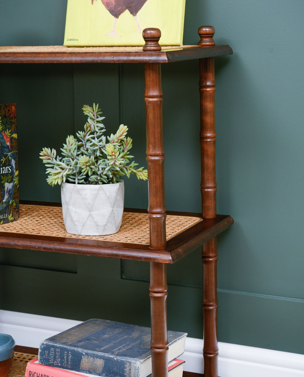 Vintage Faux Bamboo & Cane Etagere Whatnot Shelving Unit photo 345.0