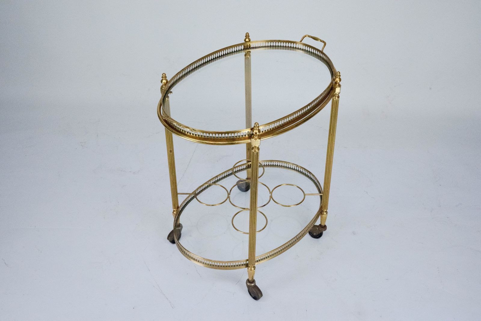 Small Mid Century Italian Brass Bar Cart With Removable Tray, 1950s photo 1495.0