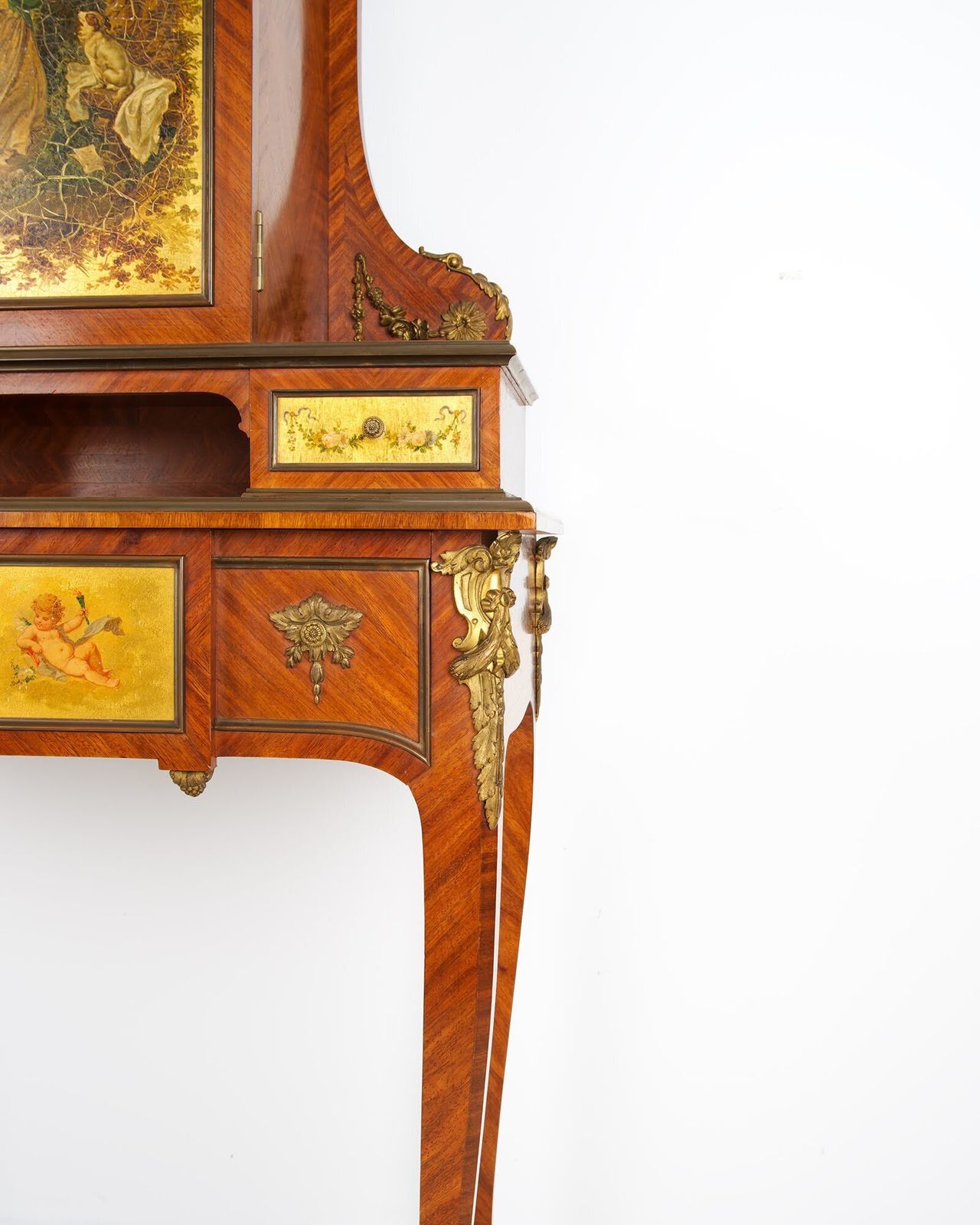 Antique French Kingwood Writing Cabinet With Vernis Martin Panels & Ormolu Mounts   Napoleon III, C.1870 photo Furniture