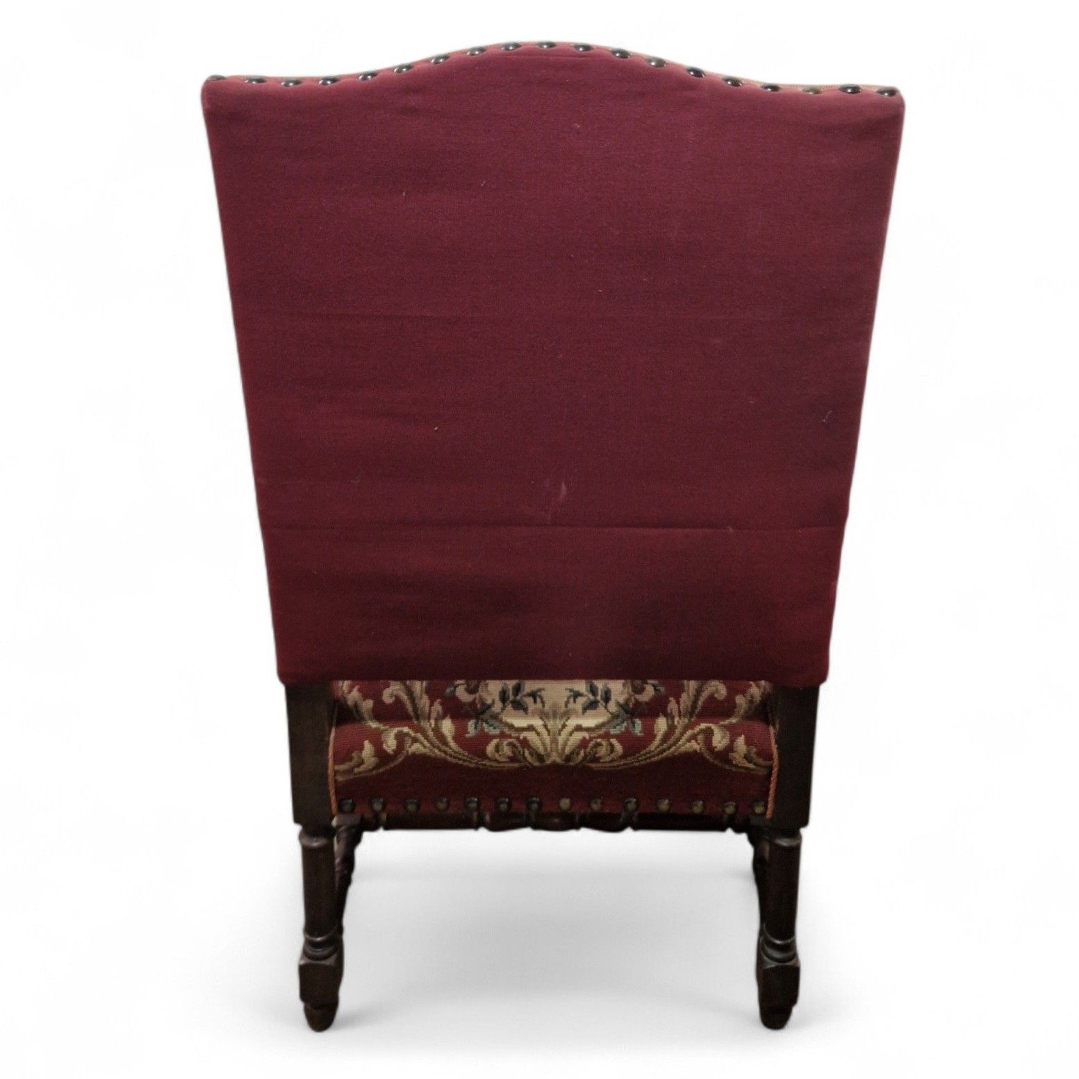 photo vintage Antique Carved Wood Armchair Continental Oak Throne Chair Large Floral Statement