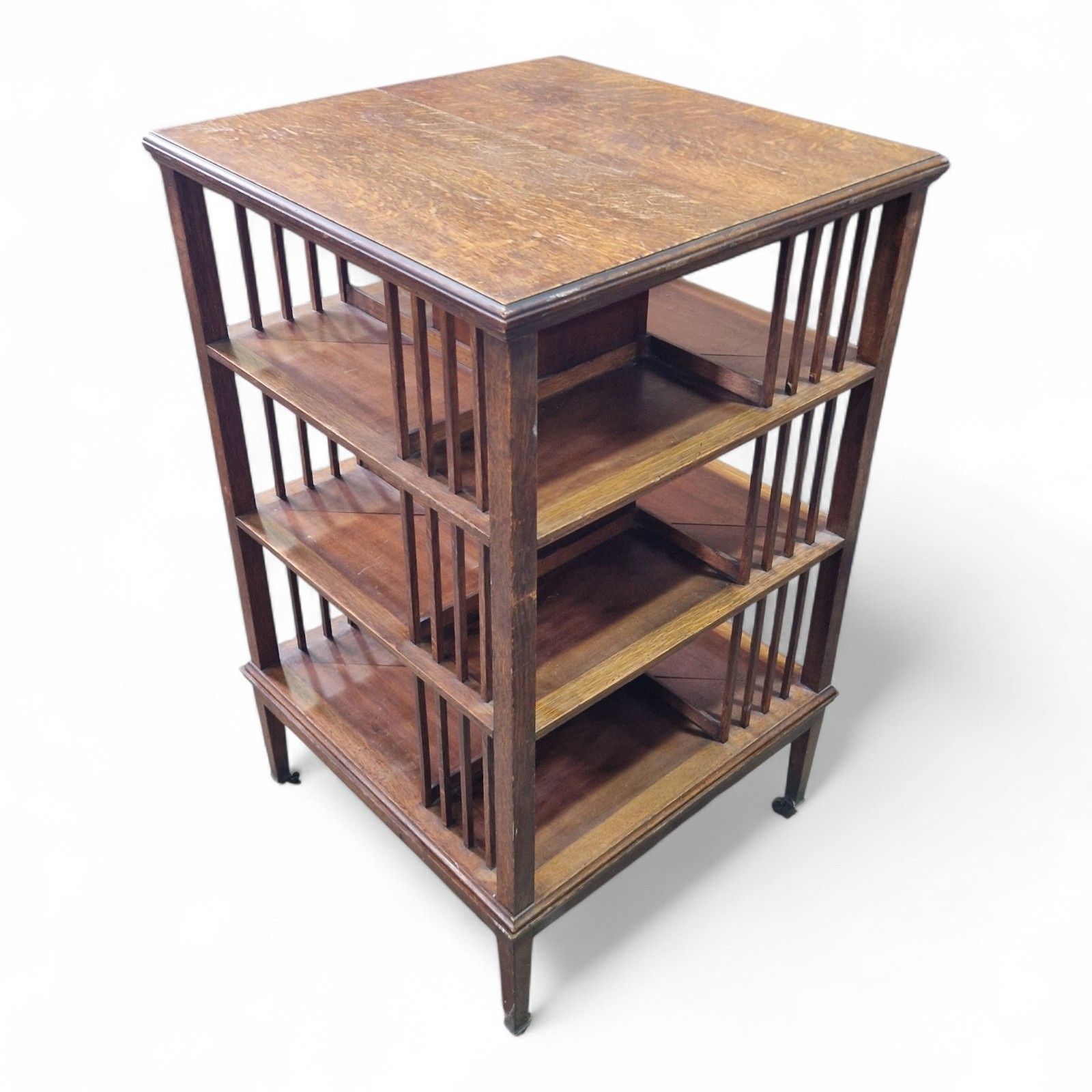 Antique Victorian Oak Revolving Bookcase Large Rotating Library Stand Display photo for sale