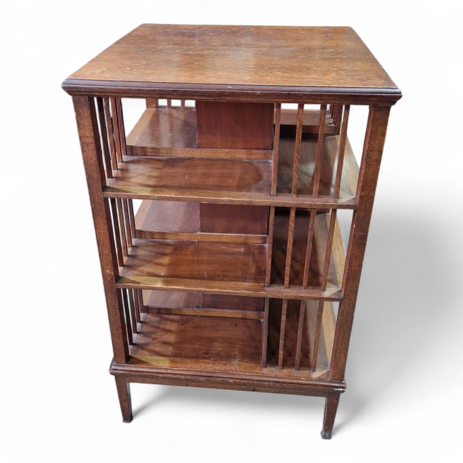 Antique Victorian Oak Revolving Bookcase Large Rotating Library Stand Display photo 395.0