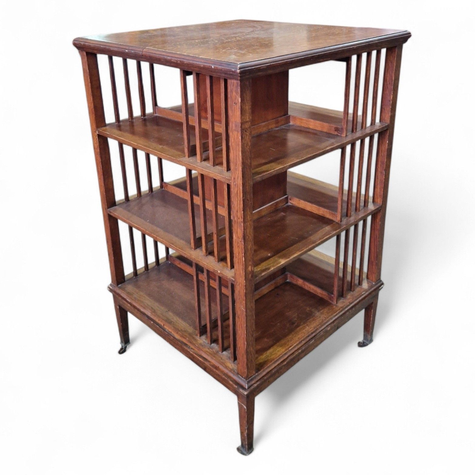Antique Victorian Oak Revolving Bookcase Large Rotating Library Stand Display photo buy