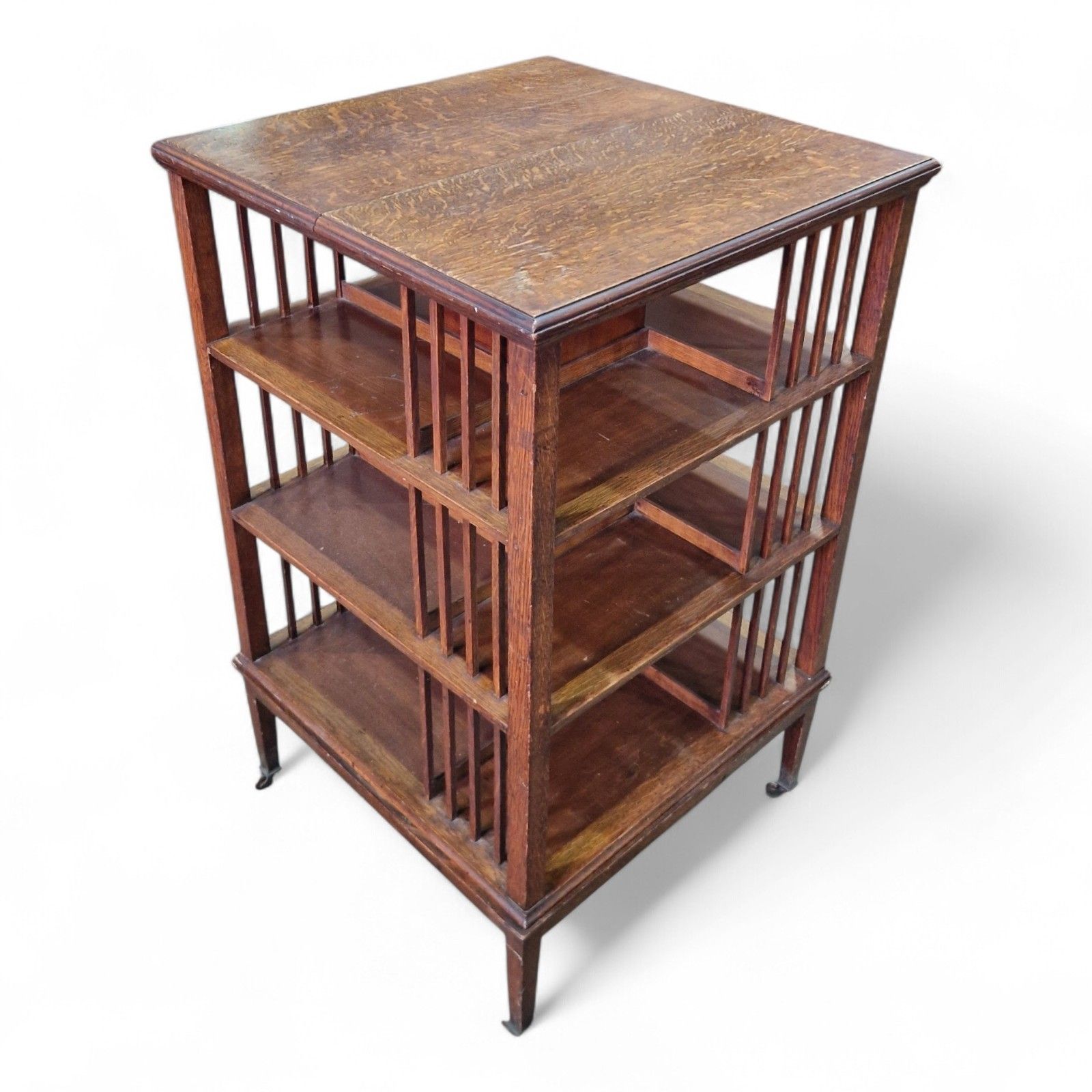 Antique Victorian Oak Revolving Bookcase Large Rotating Library Stand Display photo vintage