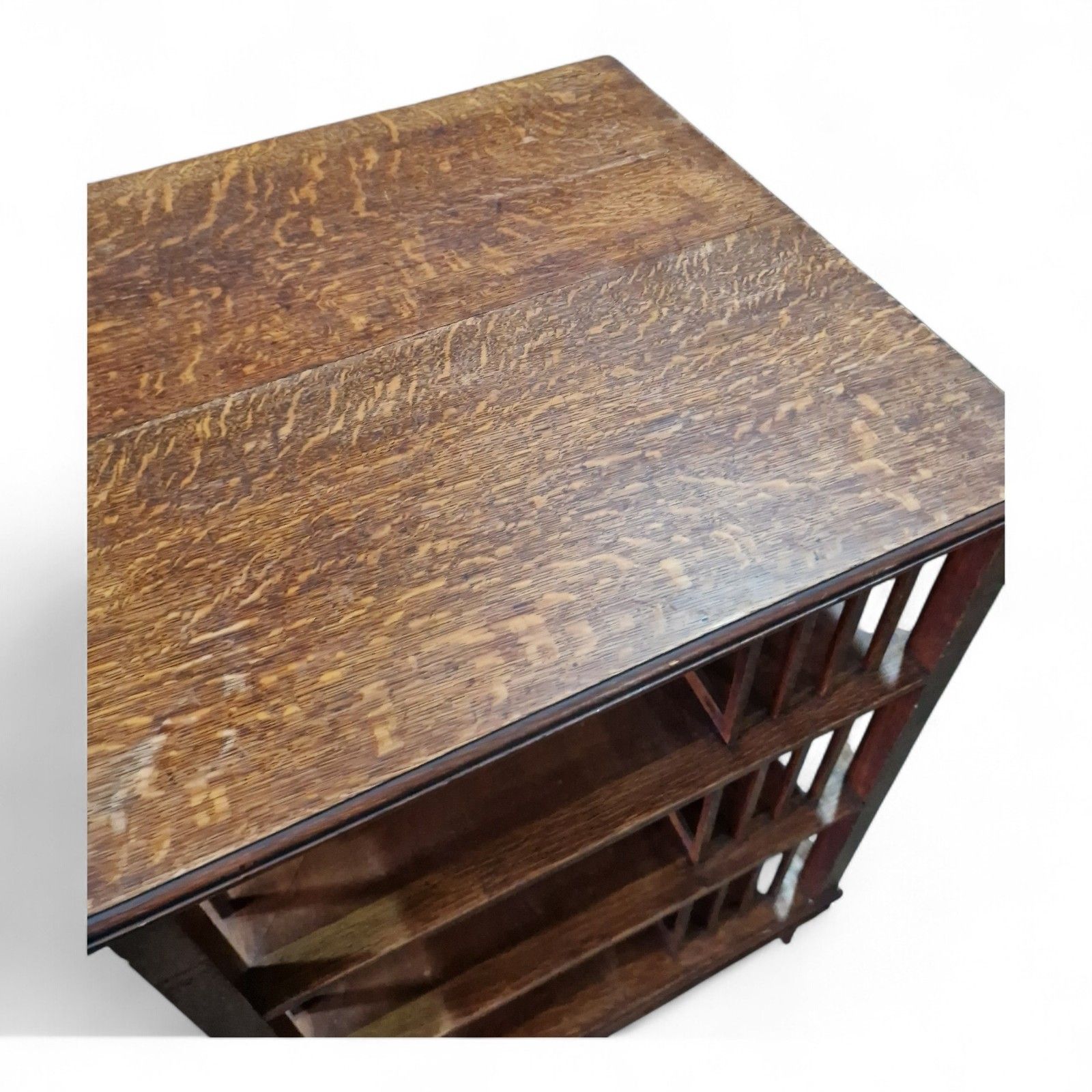 395.0 Antique Victorian Oak Revolving Bookcase Large Rotating Library Stand Display photo