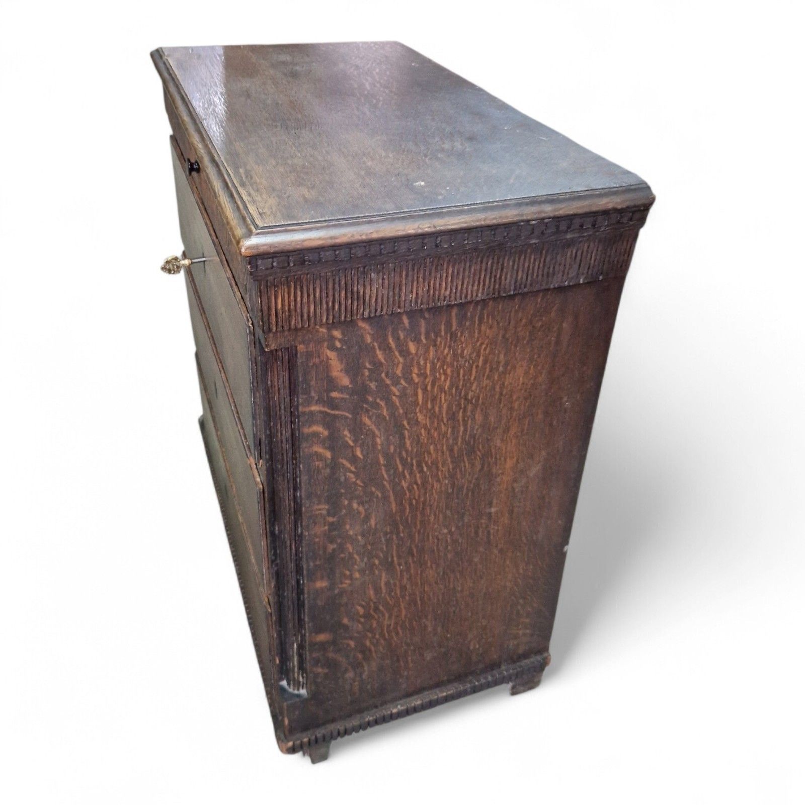 Furniture Antique Continental Rustic Drawers Oak Chest Of Drawers Lockable Storage photo