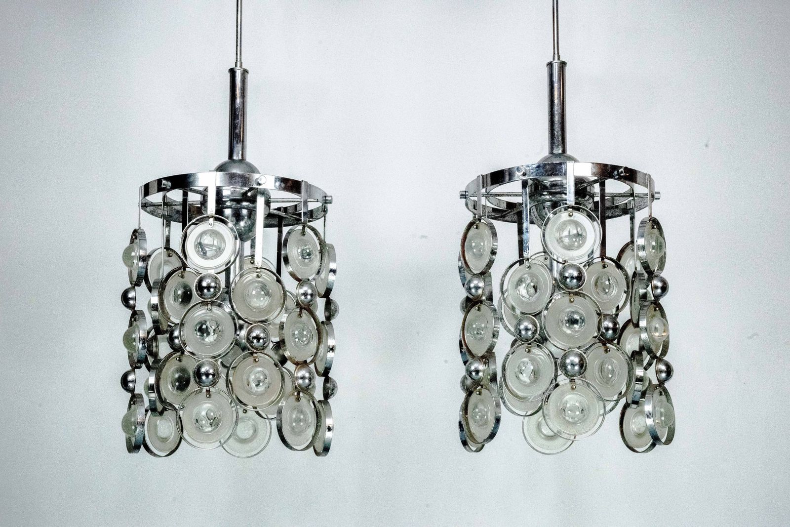 Pair Of Pendant Lights By Oscar Torlasco, Italy, 1970s