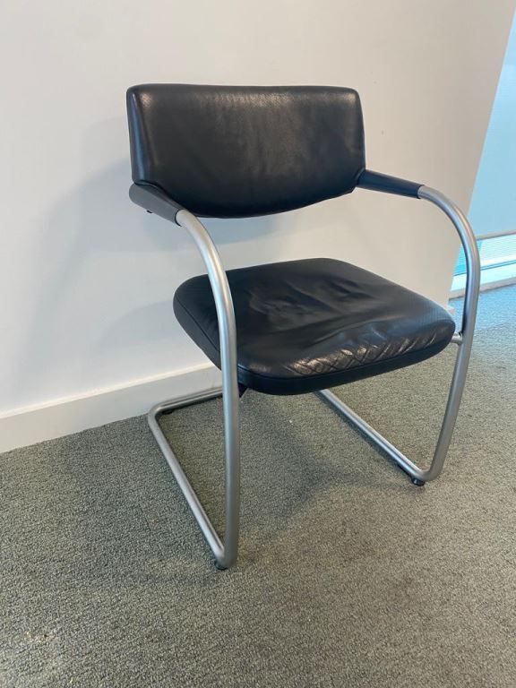 Used Vitra Vis A Vis Black Leather Meeting Chair (Full Leather) photo furniture