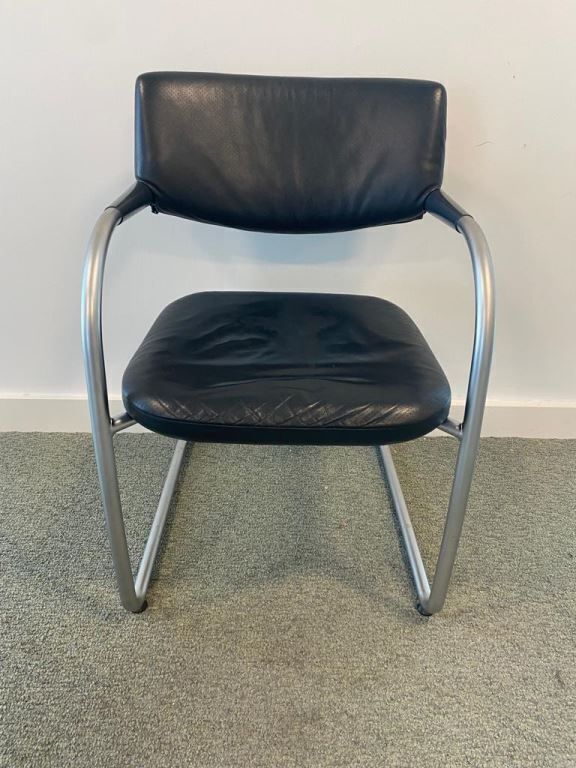 Used Vitra Vis A Vis Black Leather Meeting Chair (Full Leather) photo Furniture