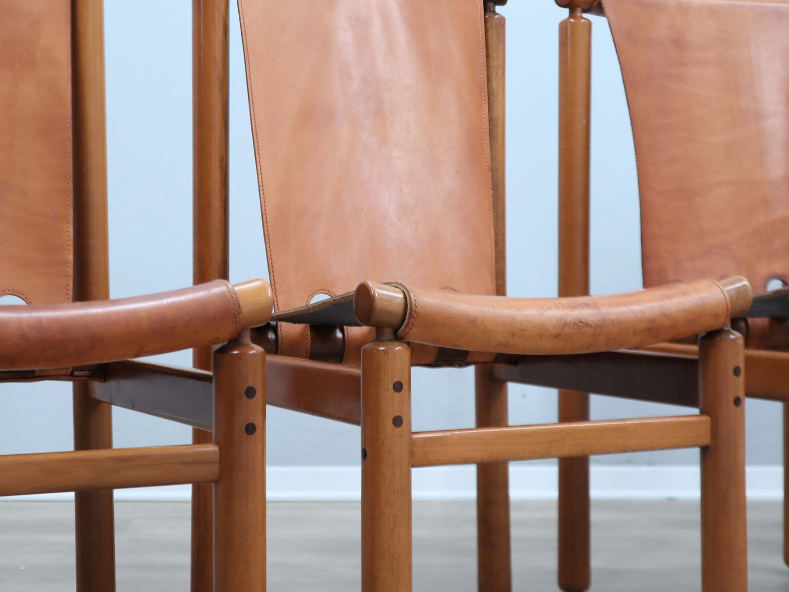 Set Of 4 Ilmari Tapiovaara For La Permanente Walnut And Leather Chairs 1960s photo furniture