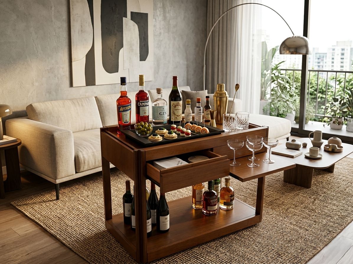 Chariot bar Molteni 4D Series en bois massif, par Angelo Mangiarotti, années 1970 photo furniture