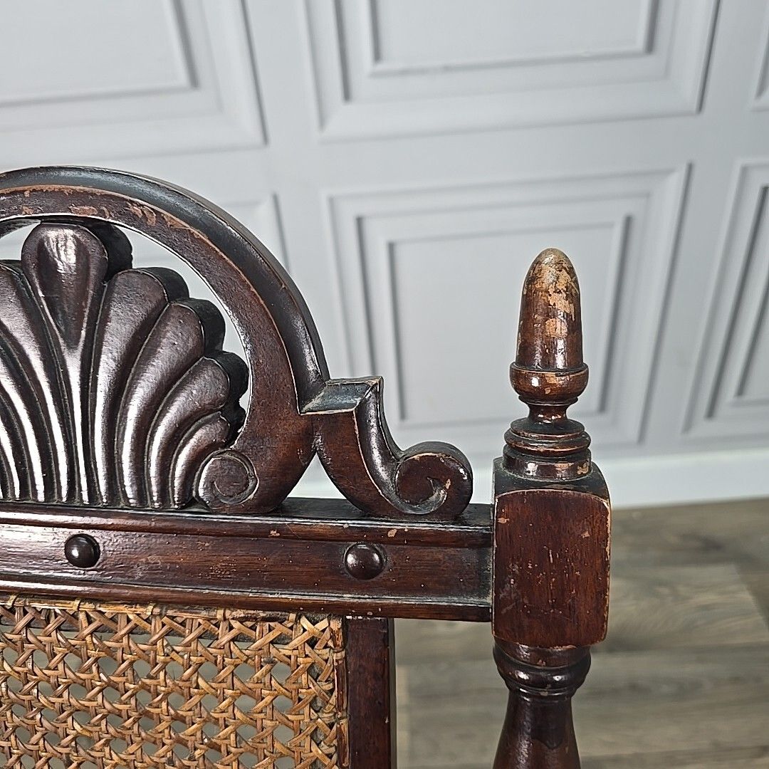 photo furniture Antique Vintage Folding Officers Campaign "Safari" Chair Wooden Cane Seat