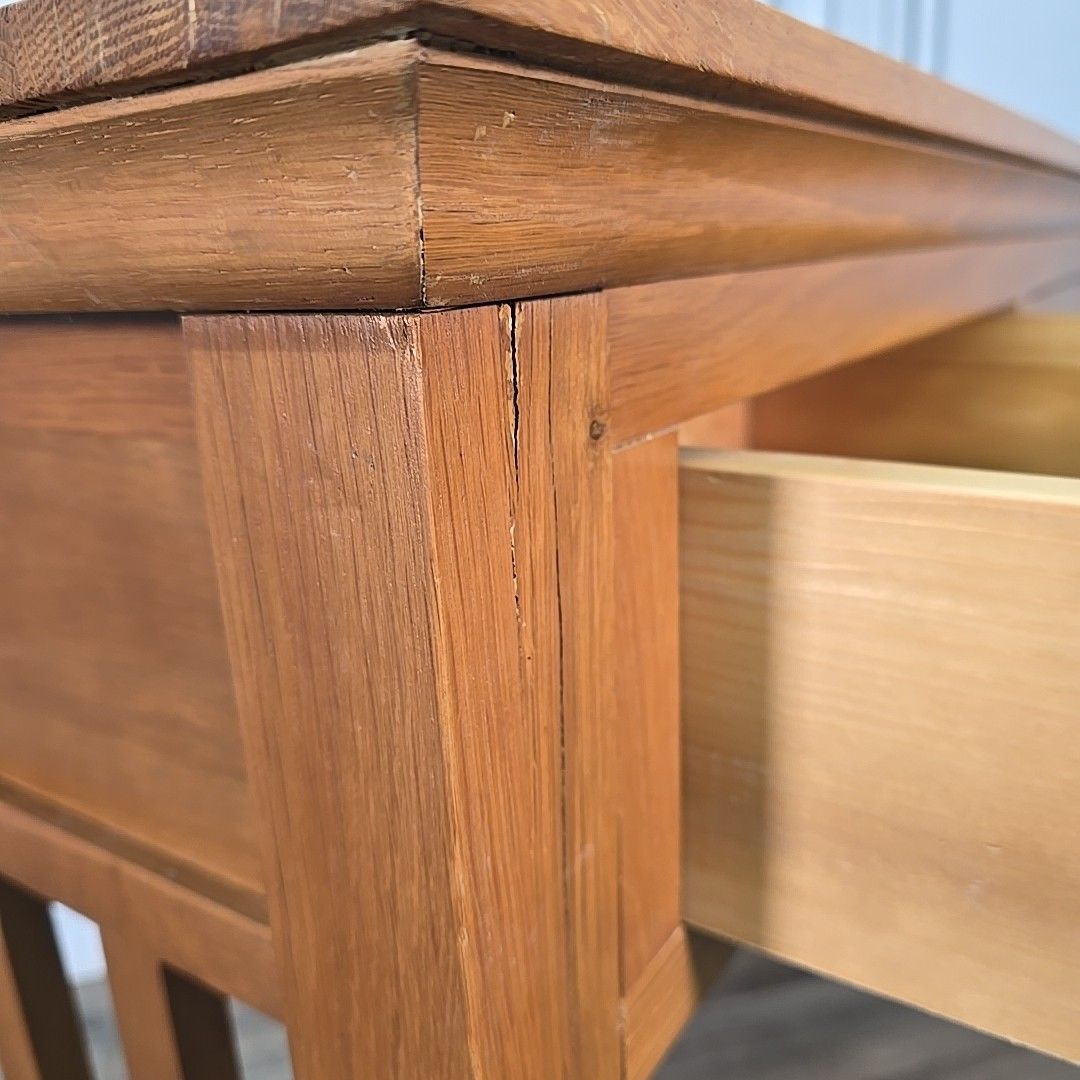 Contemporary Console Lamp Table Rustic Solid Oak Wooden 2 Drawer Hall Vintage photo vintage