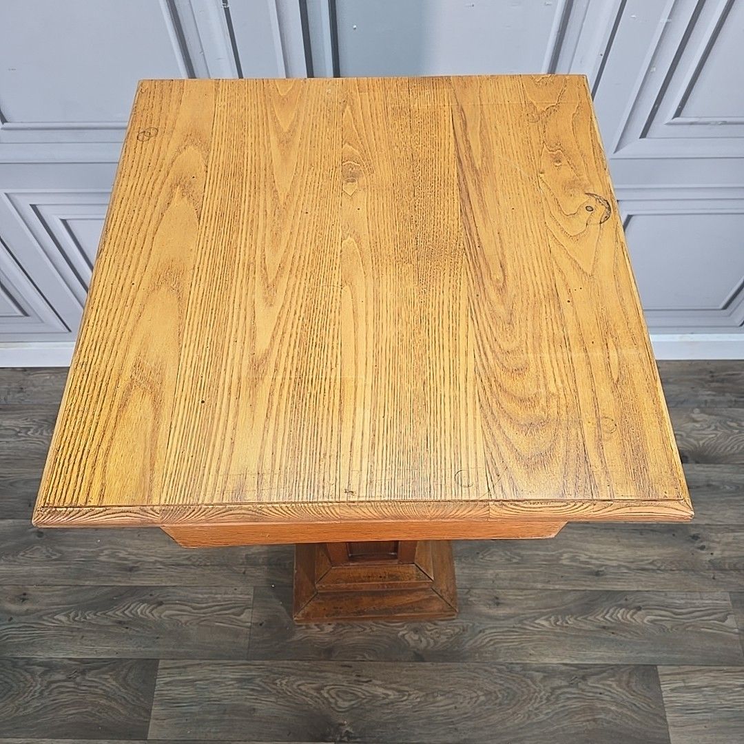 photo for sale Antique Oak Church Font Offertory Box Lead Lined Planter Bust Flower Stand Table