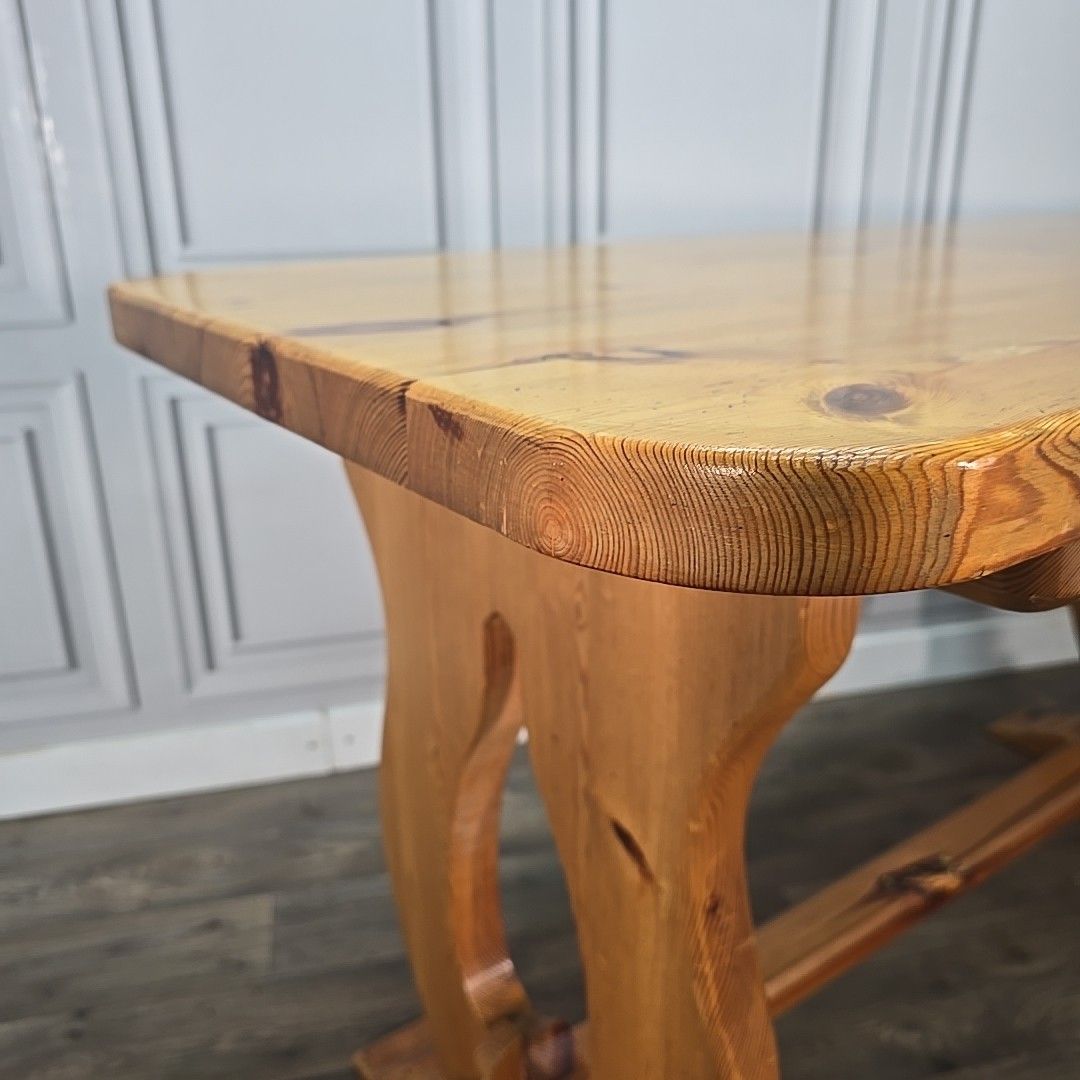 Retro Pine Dining Table Vintage Solid Wooden Country Farmhouse Refectory Style photo buy