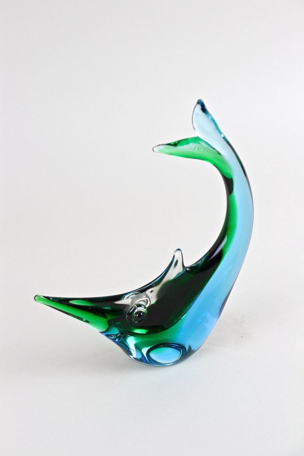 Art Murano Glass Fish Sculpture, Blue/ Green Tones , Mid Century   Italy Ca. 1970 photo