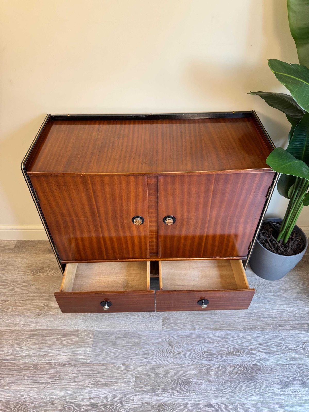 Midcentury Vinyl Record Storage Board Games Book Shelf Media Tv Organiser Wooden photo for sale