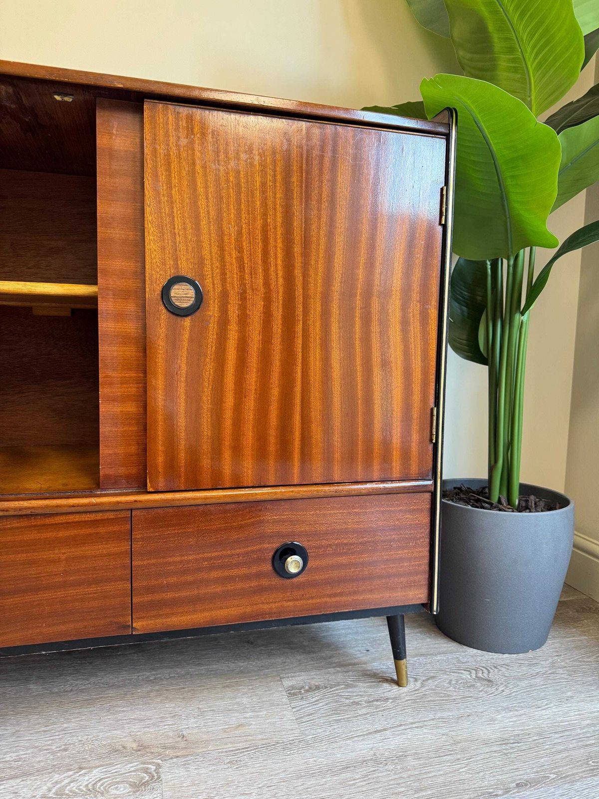 Midcentury Vinyl Record Storage Board Games Book Shelf Media Tv Organiser Wooden photo Furniture