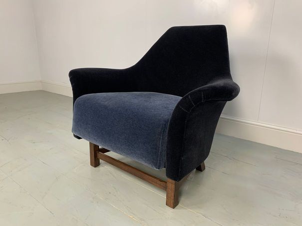 George Smith “Justice” Armchair By Tom Dixon In Blue & Black Mohair Velvet photo 2900.0
