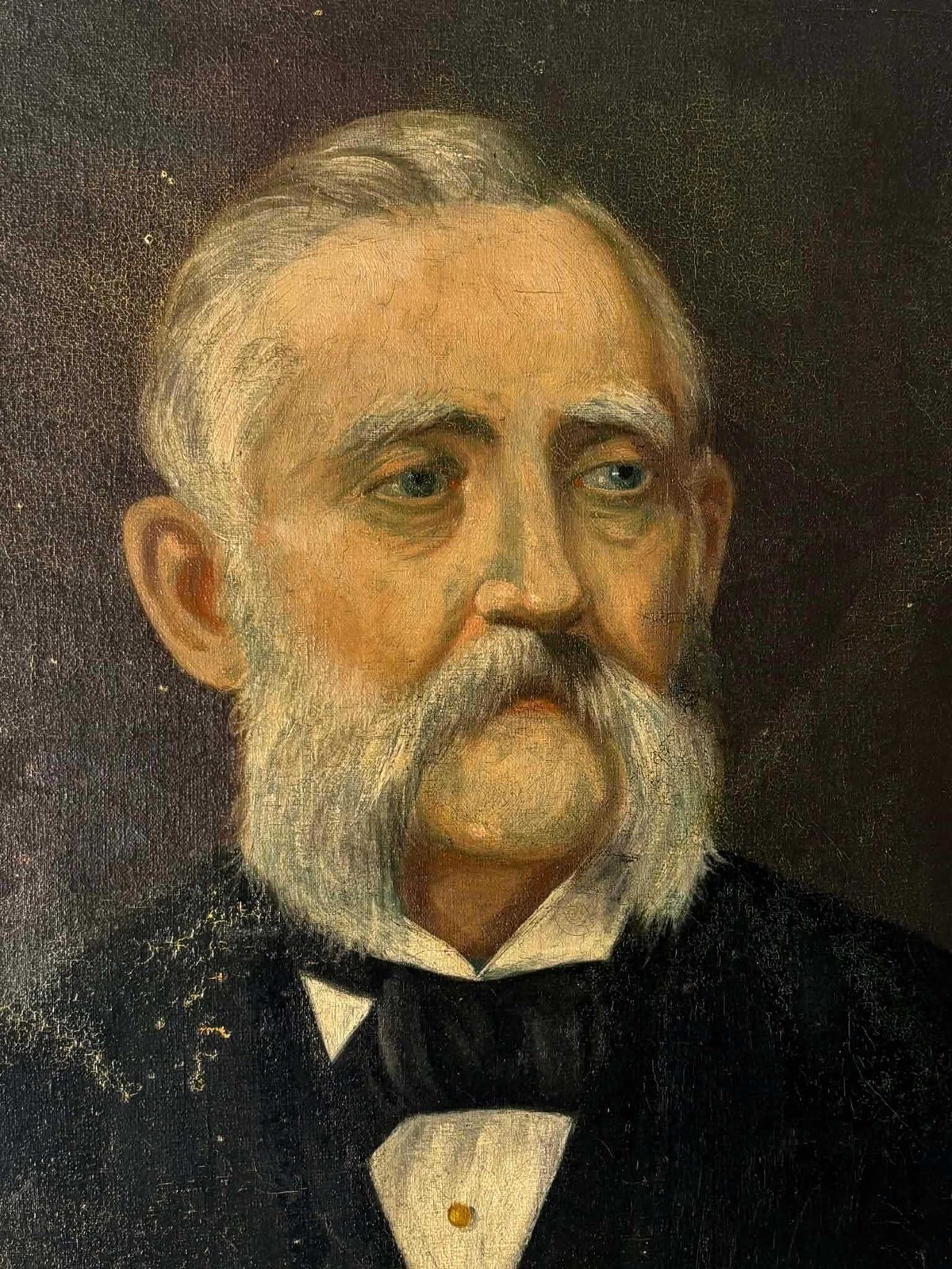Antique Portrait Of A French Gentleman, Oil Painting On Canvas, Moody Wall Art photo furniture