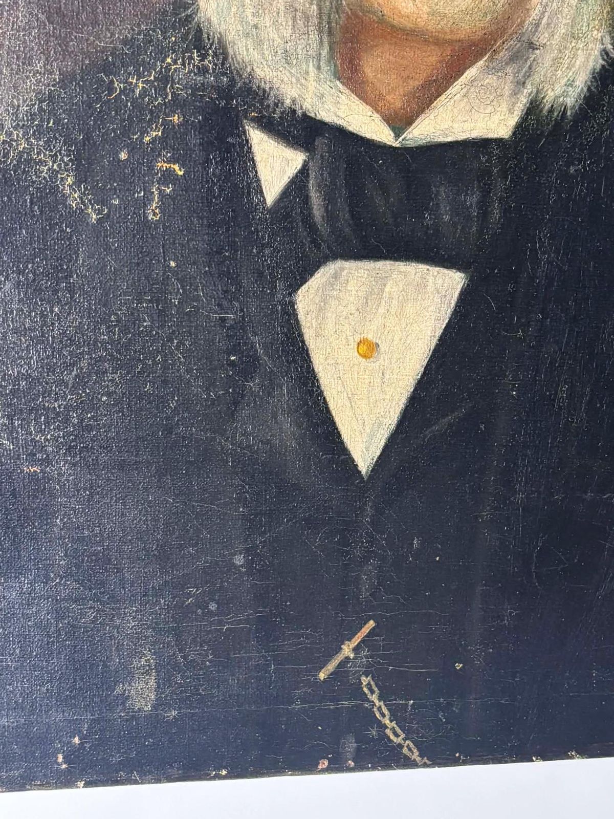Antique Portrait Of A French Gentleman, Oil Painting On Canvas, Moody Wall Art photo for sale