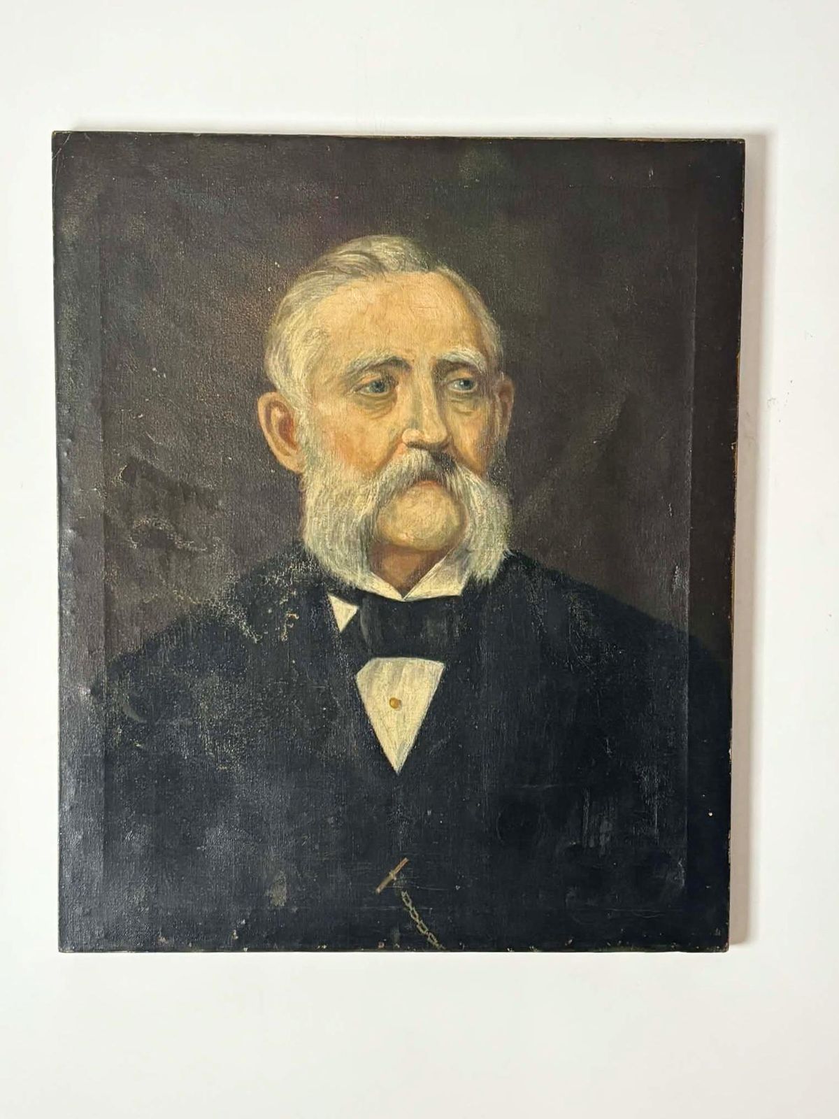 Antique Portrait Of A French Gentleman, Oil Painting On Canvas, Moody Wall Art photo Art