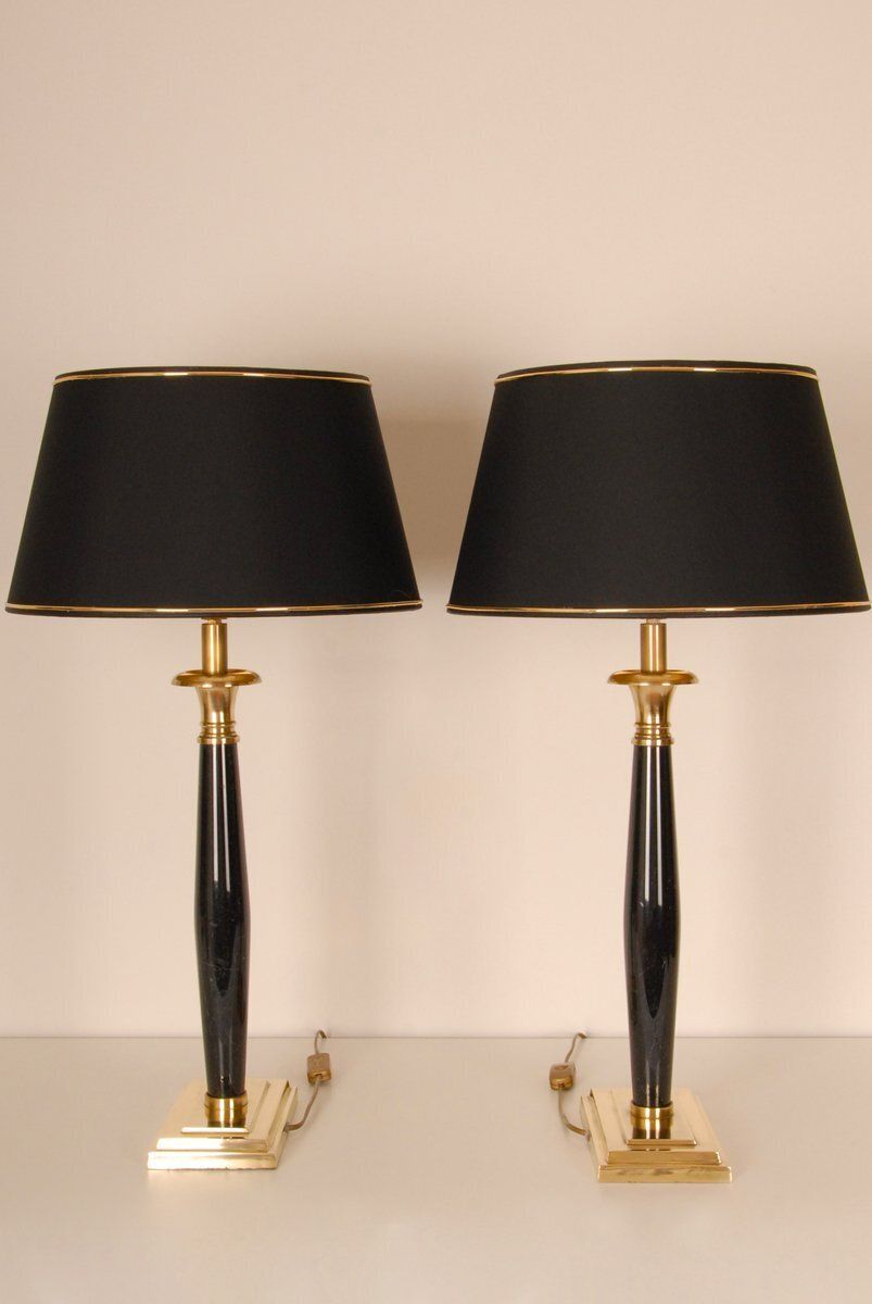 Lighting Italian Marble Table Lamps, 1980s, Set Of 2 photo