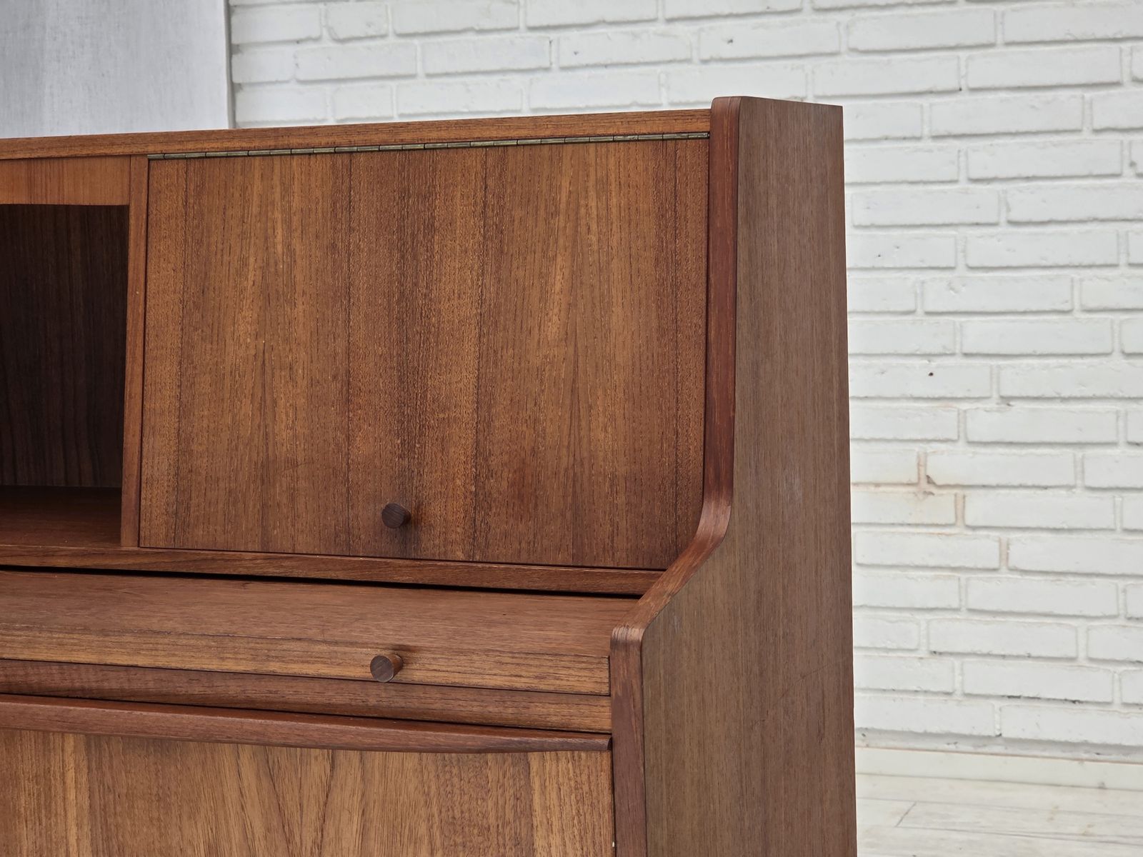 photo for sale 1970s, Danish Chest Of Drawers With A Folding Mirror, Teak Wood.