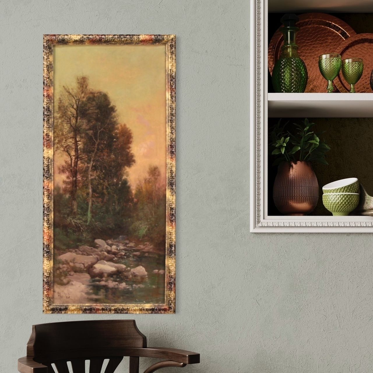 photo vinterior Tableau signé, paysage, huile sur toile, XIXe siècle