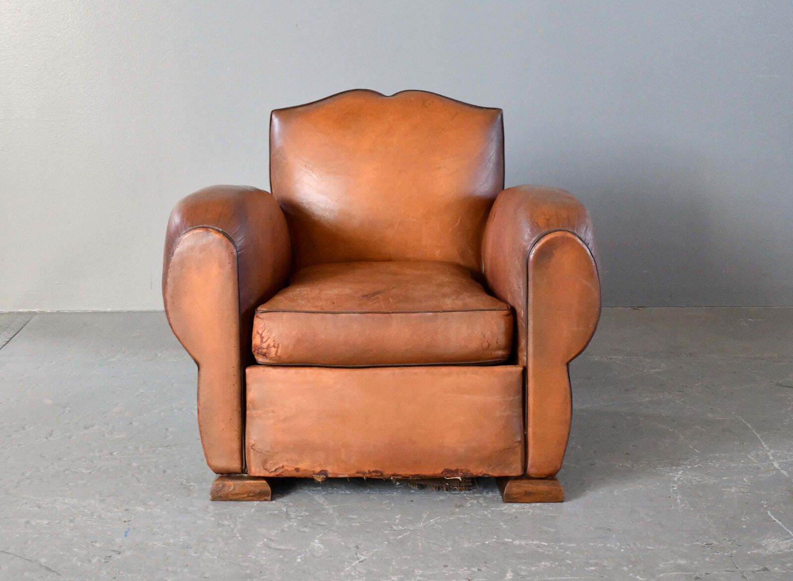 photo furniture French Moustache Backed Art Deco Leather Armchair Circa 1920s
