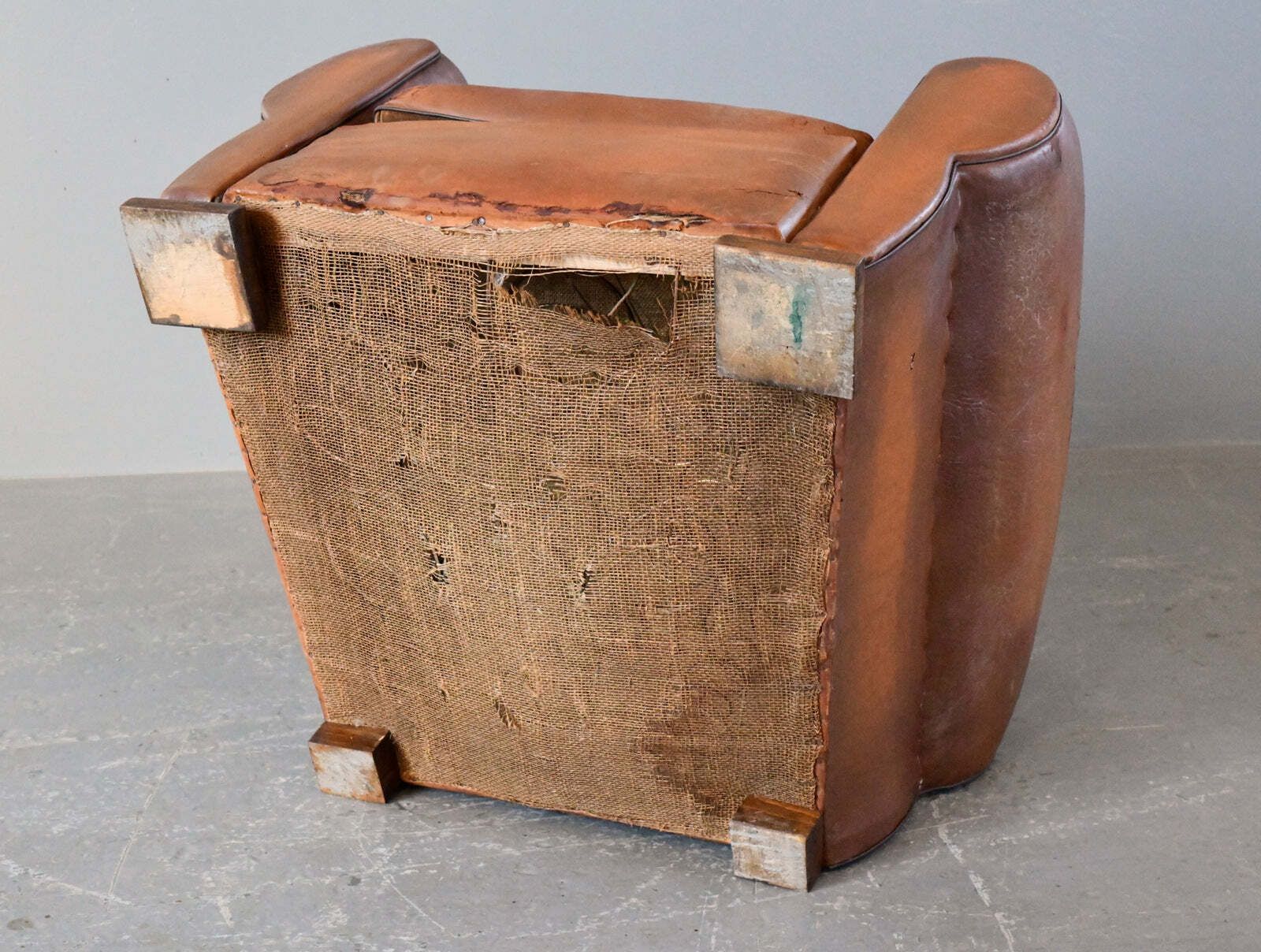 photo buy French Moustache Backed Art Deco Leather Armchair Circa 1920s