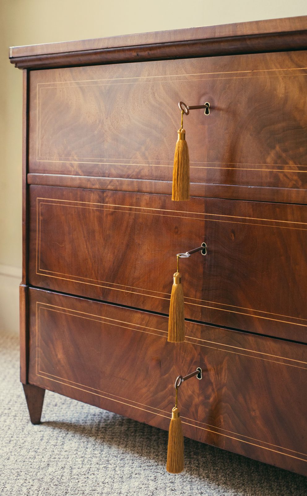 photo furniture 19th Century Biedermeier Walnut Chest Of Drawers With Canted Corners