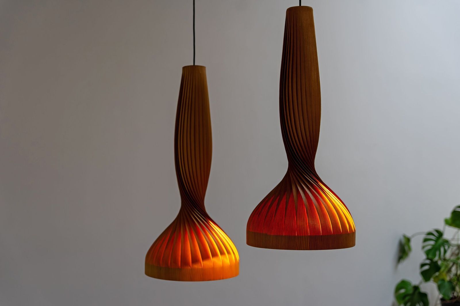 Pine Pendant Lamps By Hans Agne Jakobsson Ellysett Sweden, 1960s, Set Of 2 photo vintage