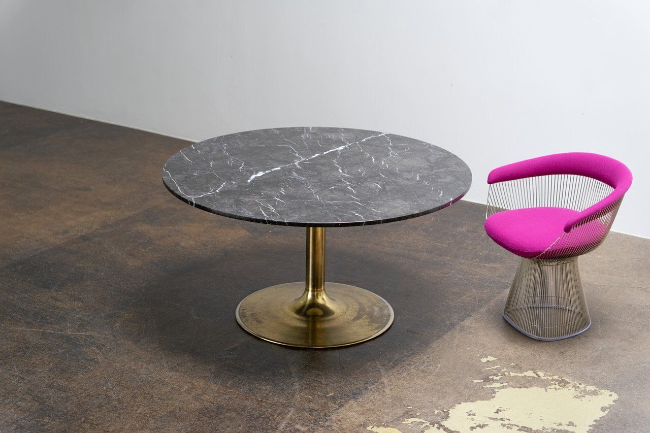 photo vinterior Scandinavian Marble And Brass Table By Börje Johanson, 1960s