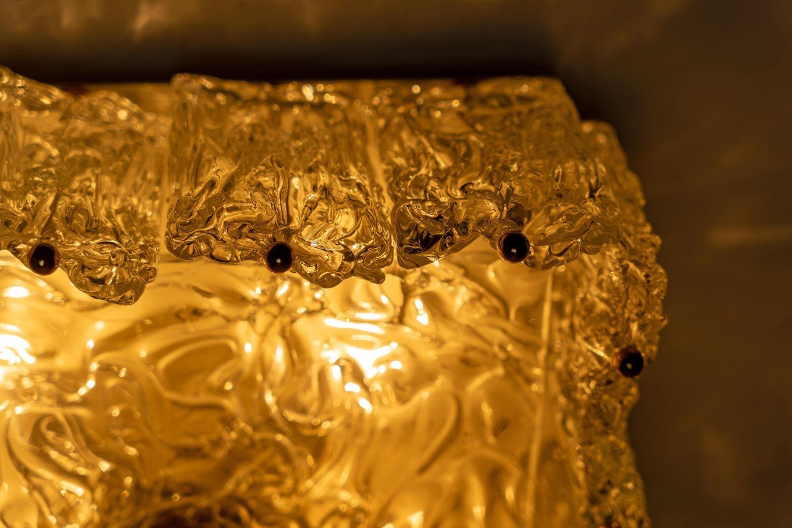 photo furniture Large Ice Glass And Brass Ceiling Light By Barovier And Toso, 1960s
