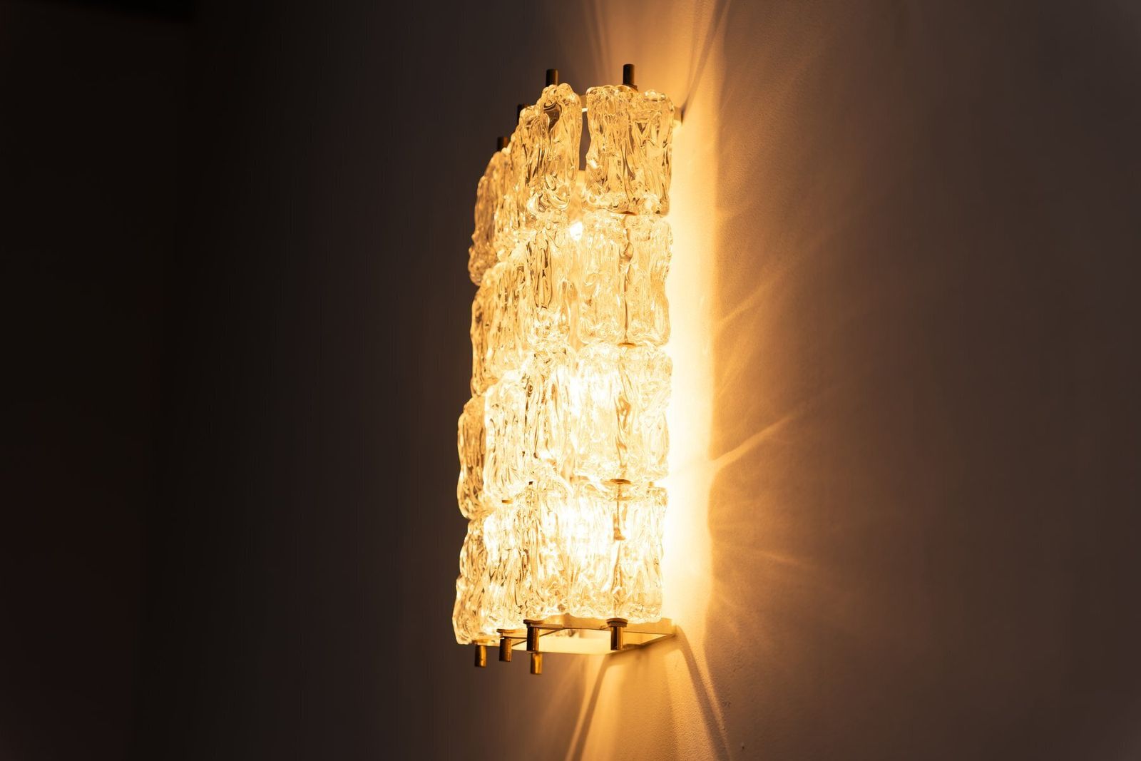 Lighting Wall Lights In Ice Glass And Brass From Barovier And Toso, 1960s, Set Of 2 photo