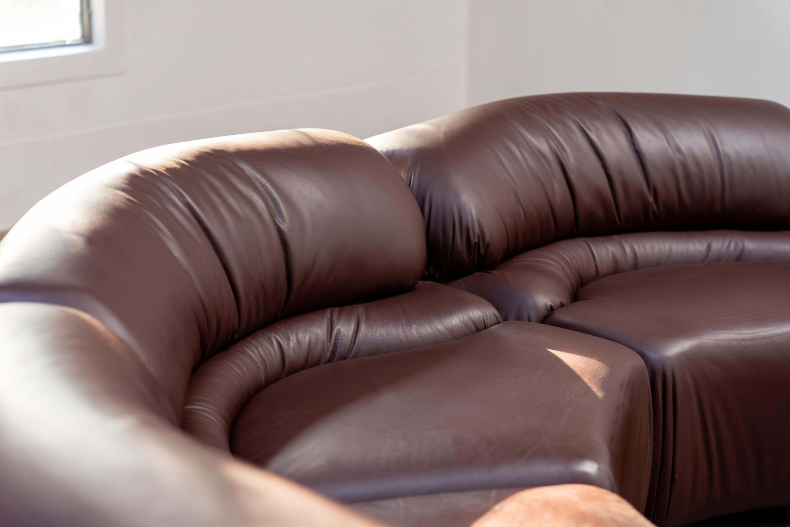 Large 7 Piece Sofa "Cosmos" Ds 28 By Ulbald Klug & De Sede, Brown Leather, 1970s photo vinterior
