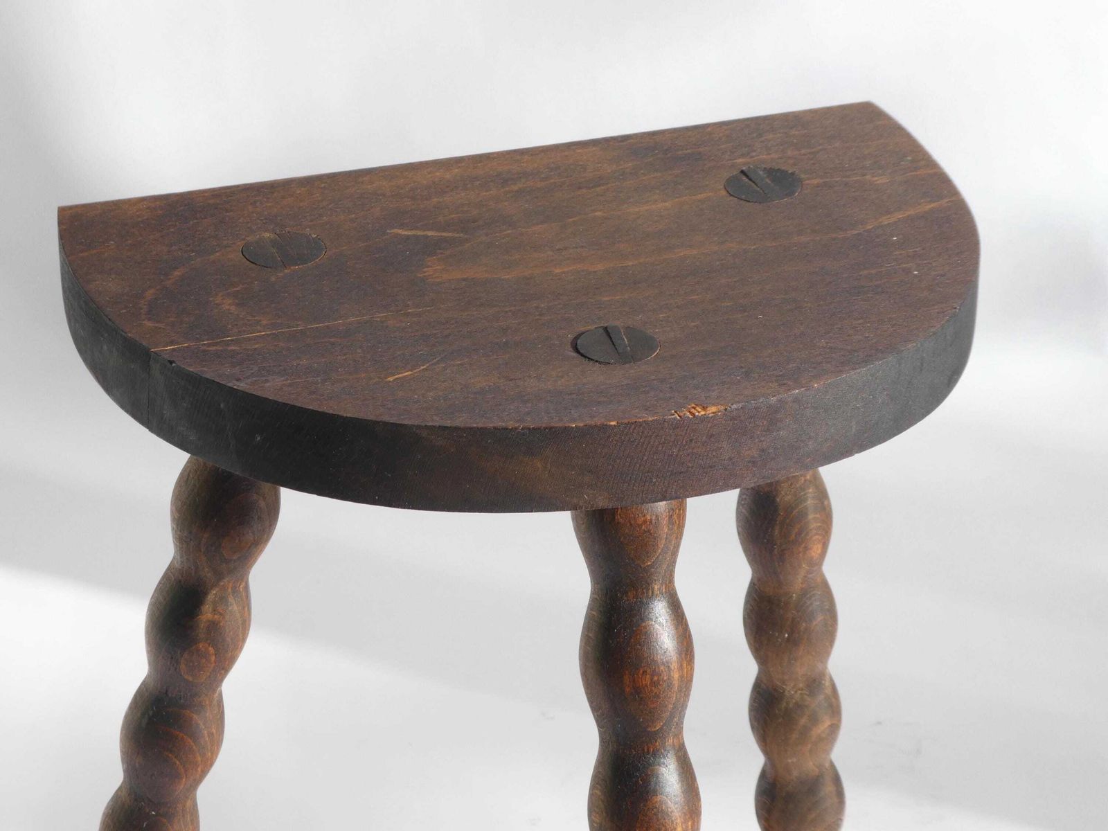 French Antique Bobbin Stool, Wooden Milking Stool, Tripod Barley Twist Stool, Farmhouse Decor photo buy