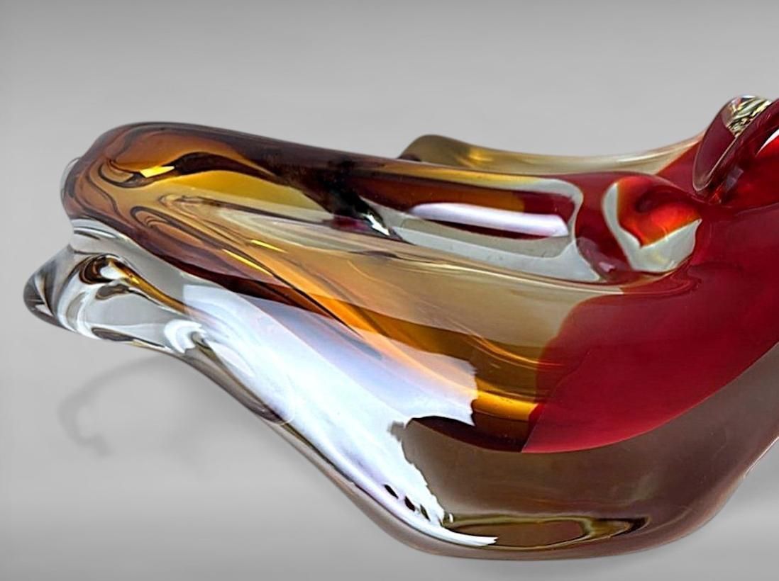 Home Decor Murano Sommerso Glass Centerpiece, Multicolored Italian Art Glass photo
