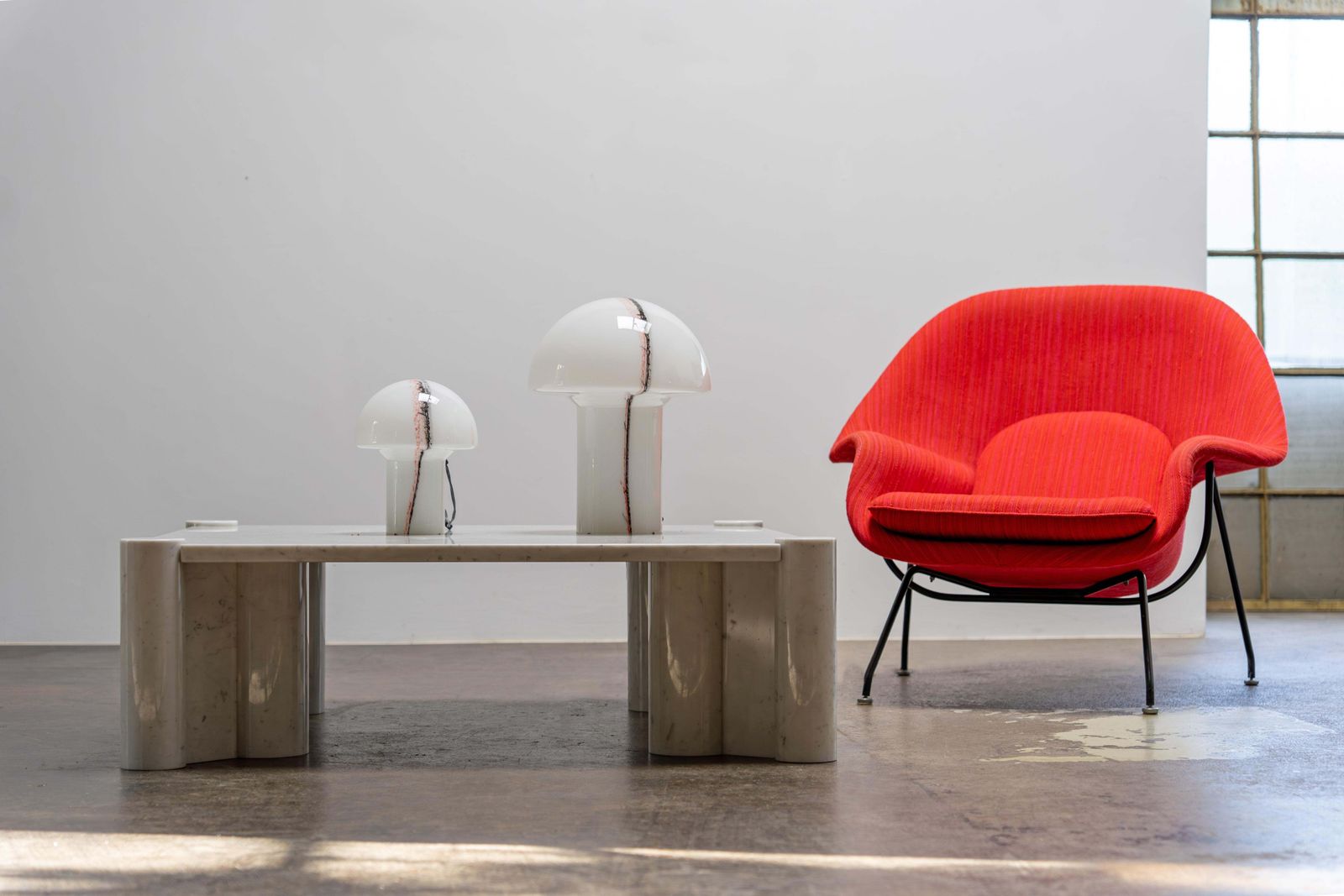 Pair Of 'Lido' Glass Mushroom Table Lamps By Peill & Putzler, Germany, 1970s photo furniture