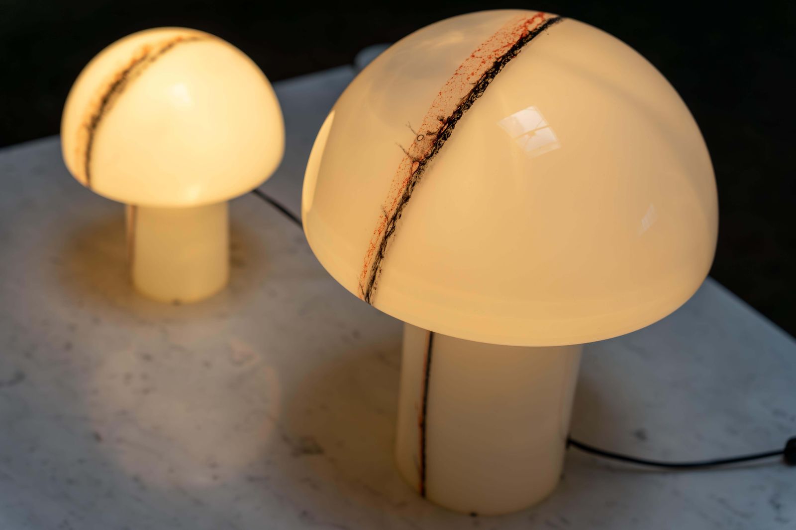2133.0 Pair Of 'Lido' Glass Mushroom Table Lamps By Peill & Putzler, Germany, 1970s photo